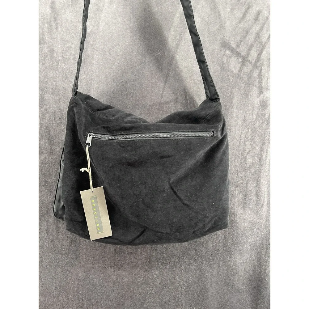 Kenneth Cole Reaction Black Messenger Shoulder Bag Suede Flap Unisex